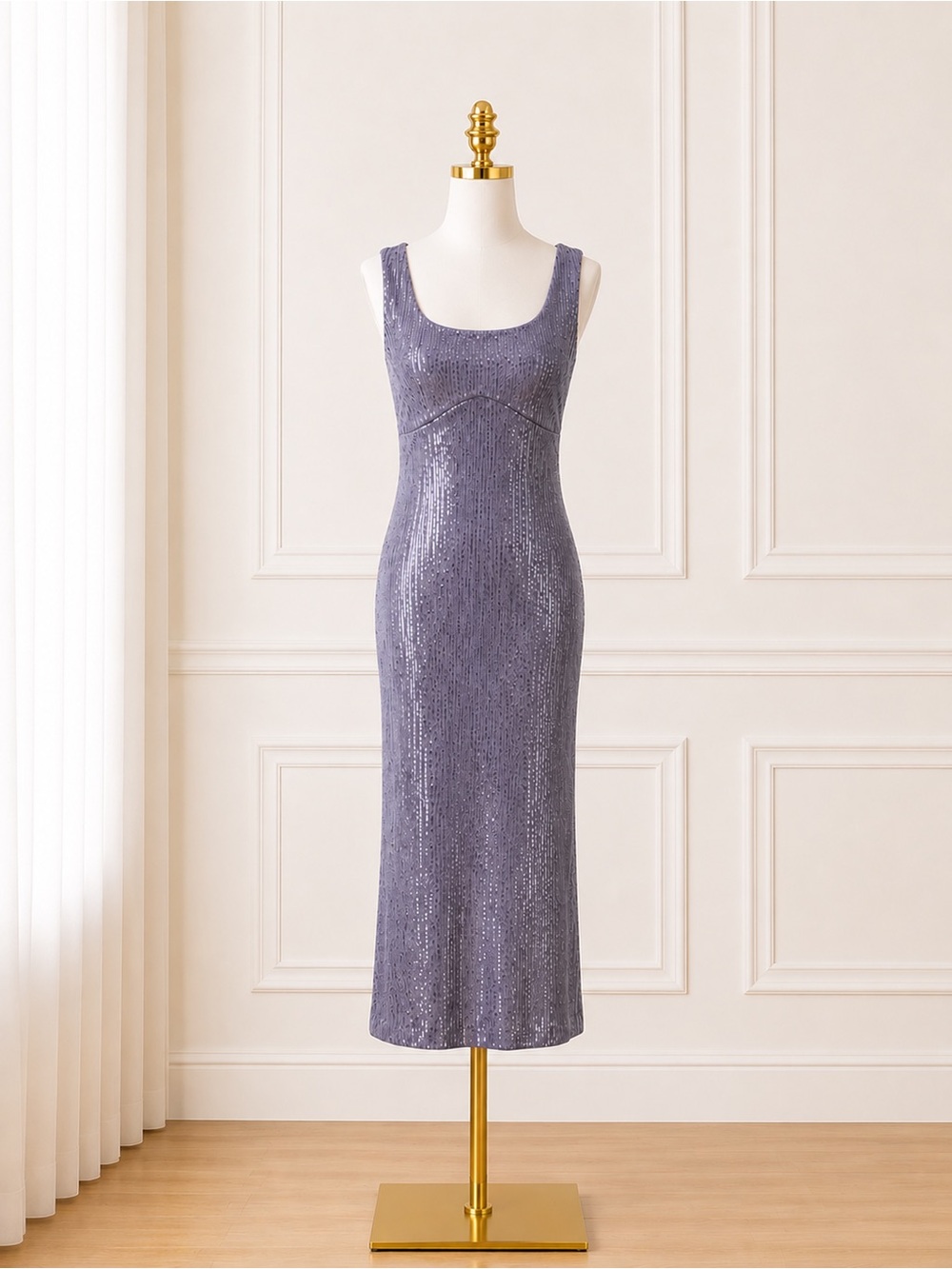 NWT Pilcro Sequin Slim Midi Dress Lavender Sequin Anthropologie S